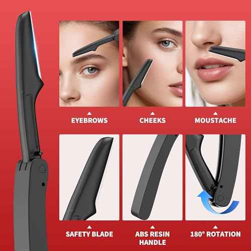 Tweezers for Women Facial Hair, 9 in 1 Eyebrow Kit with Tweezers, Eyebrow Trimmer Scissors, Razor, Brush with Leather Travel Case, Hair Plucking Daily Beauty Tools