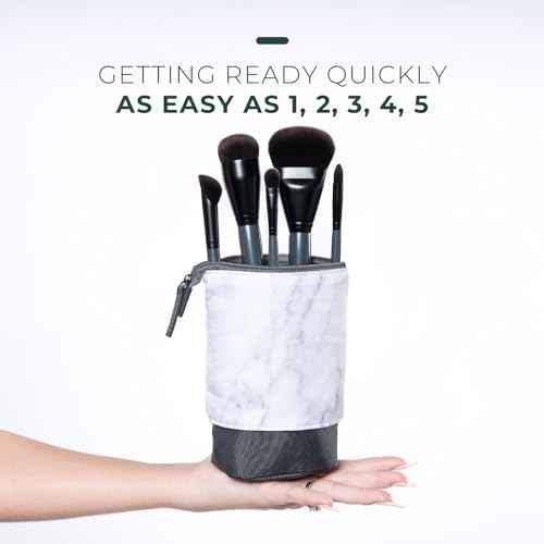 Rose and Ben Beauty Essential 5 Piece Makeup Brush Set and Travel Case | Professional Eye and Face Brushes for Liquid, Cream and Powder Formulas | Cruelty Free