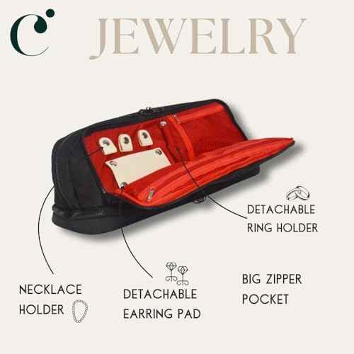 All in One Travel Toiletry Bag, Makeup Bag with Jewelry Compartment and Heat-Resistant Pocket for Hair Tools
