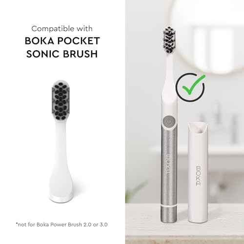 Boka Pocket Replacement Toothbrush Heads for Sonic Powered Electric Toothbrush, White (2 Heads)