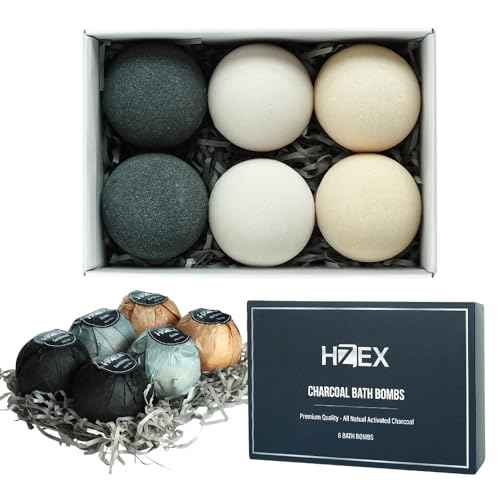 Charcoal Bath Bombs Gift Set ? 6 Piece Natural Spa Fizzies with Essential Oils ? Handmade Organic Moisturizing Vegan Bath Bombs for Relaxation, Detox, Stress Relief ? Gifts for Men & Women