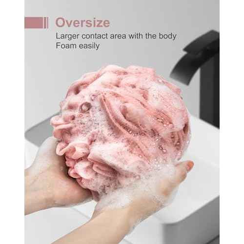 Loofah Sponge, XXL Large Loofah 100g 4 Pack, Bath Sponge Soft Mesh Shower for Men, Body Scrub, Shower Pouf Bath Accessories, for Body Wash, Soap (Red Soil)