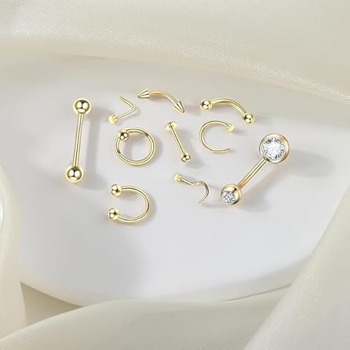 Xpircn Piercing Kits Stainless Steel 20G 18G 16G 14G 12G Lip Nose Tongue Tragus Cartilage Daith Eyebrow Belly Button Rings Clear Retainer Piercing Jewelry