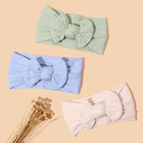 18PCS Baby Soft Nylon Headbands Hairbands With Hair Bows,Elastics Head Wrap Hair Accessories for Newborn Baby Girls Infant Toddlers Kids (ONE SIZE FIT ALL)