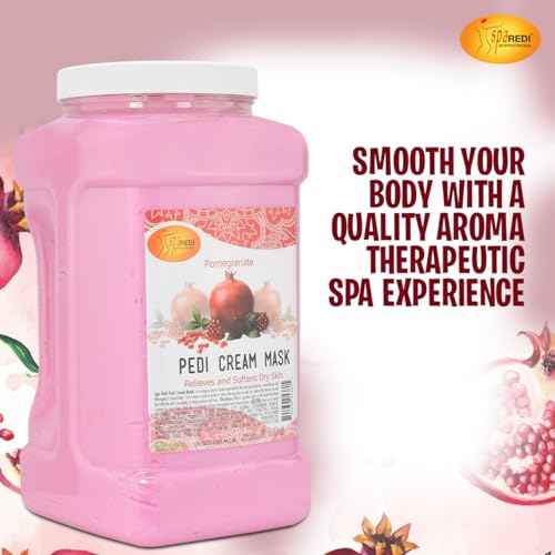 SPA REDI - Body and Foot Cream Mask, Pomegranate, 128 Oz - Pedicure Massage for Tired Feet and Body, Hydrating, Fresh Skin - Infused with Hyaluronic Acid, Amino Acids, Panthenol, Comfrey Extract