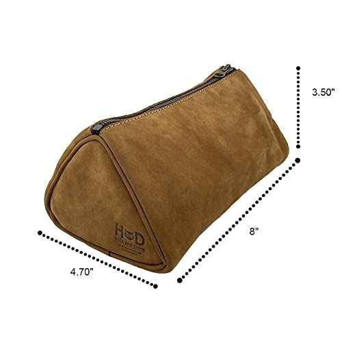 Hide & Drink, Travel Triangular-Shaped Toiletry Bag, Rustic Handbag, Full Grain Leather, Handmade, Old Tobacco