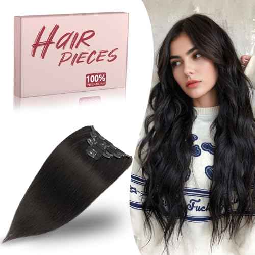 Remy Hair Extensions Clip in Human Hair Natural Black Clip in Extensions Real Human Hair 18 Inch Real Hair Extensions Clip in Human Hair Straight Human Hair Clip Ins 120g 7Pcs