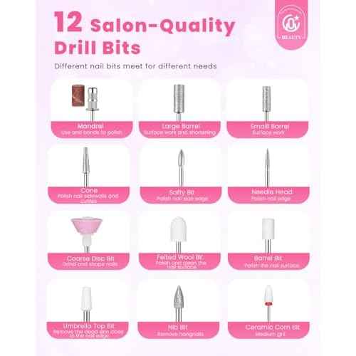 CozyZen Cordless Electric Nail Drill, 45000 RPM Rechargeable Diamond E-File, Portable & Low Noise for Acrylic/Gel Nails, Manicure & Pedicure - Professional & Home Use