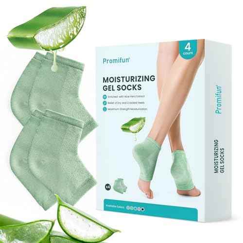 Moisturizing Heel Socks for Cracked Heel Treatment - Promifun 2 Pairs Moisturizer Socks - Heel Socks for Dry Cracked Feet - Cracked Heel Repair - Heel Socks for Women & Men (Green)