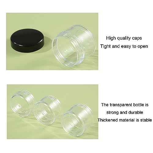 12 Pcs Refillable Black Plastic Round Cosmetic Containers, BPA Free, 15ml/0.5oz, With Lids
