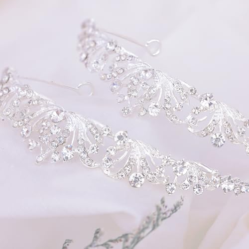 2 Pieces Silver Tiara Crown for Women Wedding Tiaras for Bride Princess Crowns and Tiaras for Girl Rhinestone Crowns for Birthday Halloween Cosplay Christmas Party Prom Gifts
