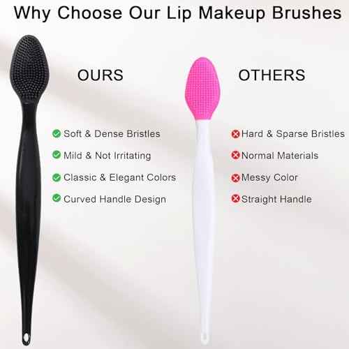 20 Pcs Lip Exfoliator Scrub Brush, Ooloveminso Silicone Lip Scrubber Exfoliating Brush, Soft Double-Side Lip Exfoliator Tool for Dark Lips, Lip Care and Beauty-Black