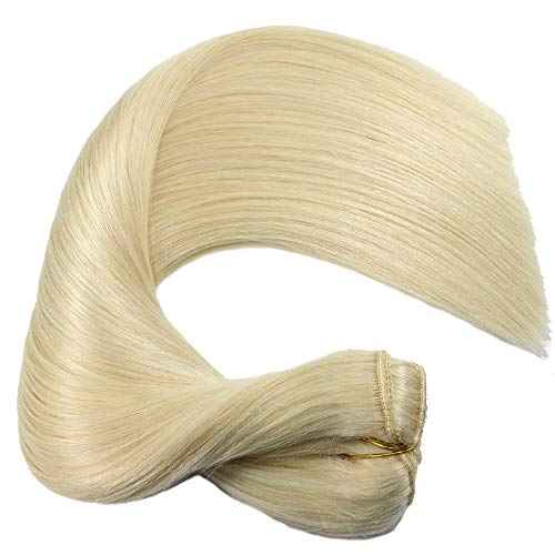 Real Human Hair Lace Clip In Hair Extensions Thick Ends 20inch 120g Color Bleach Blonde #60 Remy Hair Extensions