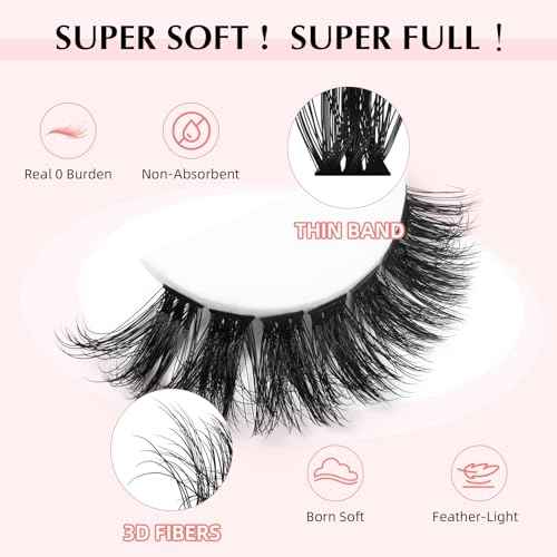 Fluffy Lash Clusters Kit 3D Lash Extension Kit 280PCS DIY Eyelash Clusters for Beginners with Eyelash Tools Voluminous Lash Clusters Wispy Dramatic Yet Lightweight(80D+100D 10-18mm)