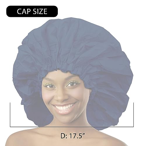 Donna Super Jumbo Shower Cap Waterproof Material 1pc for Women or Men Shower Cap for Roller Sets, Afros, Twist, Silk Wraps and More Reusable BLACK