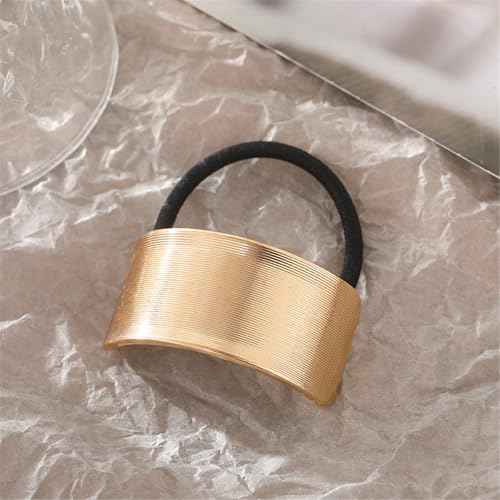 papasgix Metal Hair Ties, Metal Geometric Elastic Hair Ties, Hair Cuff Wrap Gold Hair Ties for Thick Hair Elastic Hair Ties for Women Hair Accessories (Gold-16)
