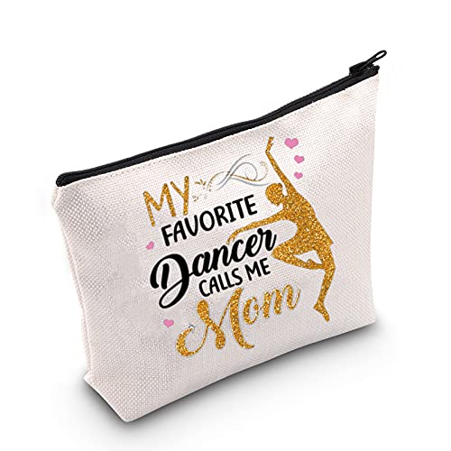 MEIKIUP Dance Mom Gift Ballet Mom Makeup Bag Dance Womens Gift My Favorite Dancer Calls Me Mom Travel Zipper Cosmetic Bag (Dancer Calls Me Mom tote bag)