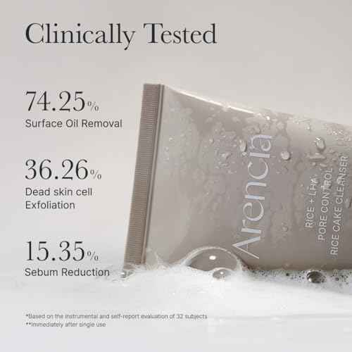 ARENCIA Rice + LHA Pore Control Rice Cake Cleanser with Salicylic Acid - Deep Cleansing, Gentel Exfoliation, All skin types, 5.29 oz
