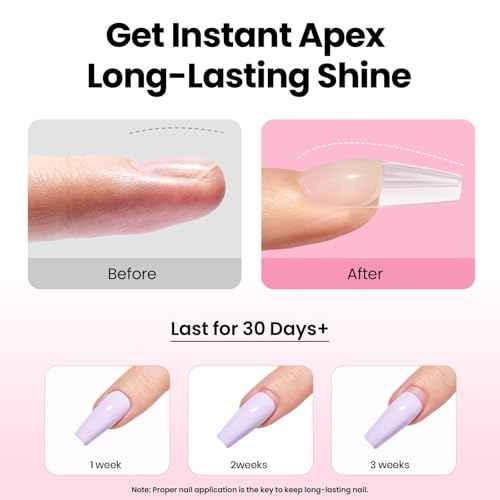 Beetles Tipex Pre-Building Instant Apex Nail Tips Kit ? Coffin Medium, 224PCS in 16 Sizes | Pre-Etched, Thick Full Cover Acrylic Tips with Nail Glue, Dehydrator, Primer, Base & Top Coat, Mini UV Lamp