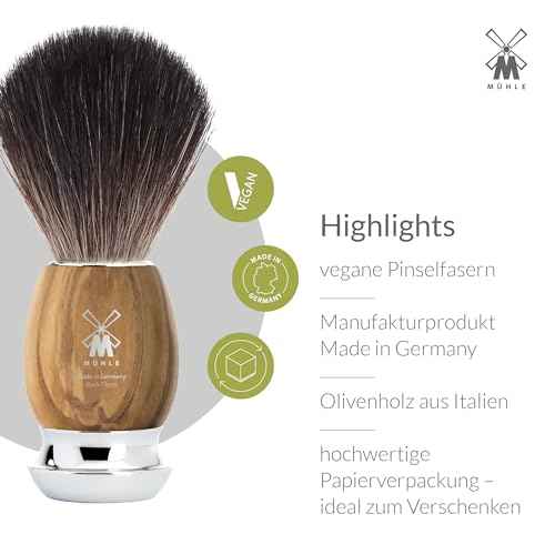 M?HLE VIVO Olive Wood 3-Piece Black Fibre 5-Blade Razor Shaving Set