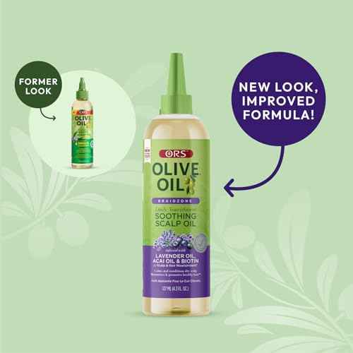 ORS Olive Oil Braidzone Soothing Scalp Oil with Lavender, Acai & Biotin for Nourishment 4.3 oz (Pack of 3)