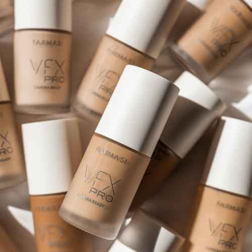 FARMASi VFX Pro Camera-Ready Liquid Foundation, Full Coverage Matte Finish, Lightweight Long-Wear, Oil-Free with Pore-Refining Sea-Water Formula, Non-Oxidizing Finish, 1 Fl Oz, 10 Buff