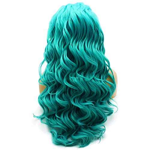 iwonawig Iewig Long Wavy Blue Synthetic Lace Front Wig Heat Resistant Fiber Hair