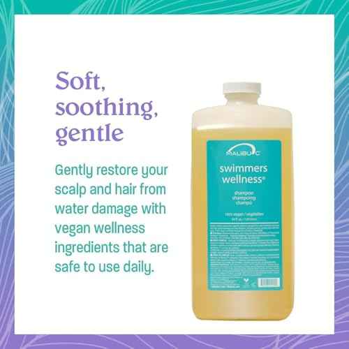 Malibu C Swimmers Wellness Shampoo - Protects Hair Against Chlorine Damage & Combats Brittle Hair - Swimmers Shampoo for Removing Pool Elements