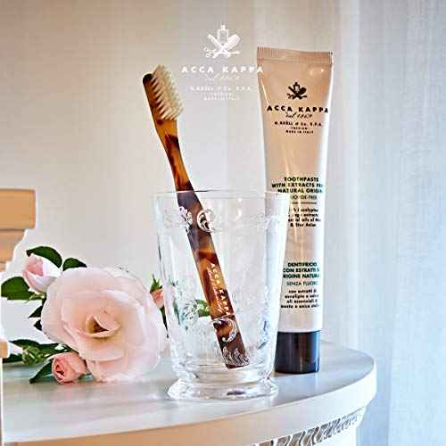 Acca Kappa Historical Classic Brown Toothbrush Medium Pure White Bristles Hand-Made Acetate Handle