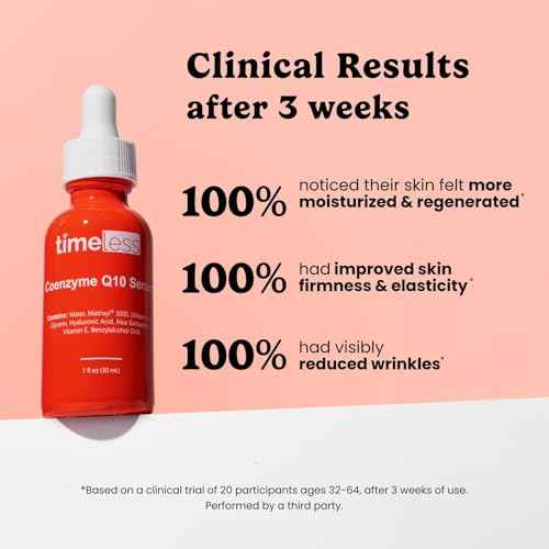 Timeless Skin Care Coenzyme Q10 Serum - Skin Care Serum for Smoothing - Fragrance-Free - Coenzyme Q10 - with Hyaluronic Acid - Pouches