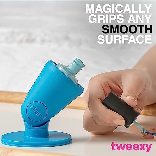 tweexy Hinge Untippable Nail Polish Bottle Holder | Anti-Spill Nail Polish Holder Stand, Tilted, Smartgrip Airlock Suction | Fingernail Painting, Nail Art Tools | Nail Polish Accessories (Beach Glass)