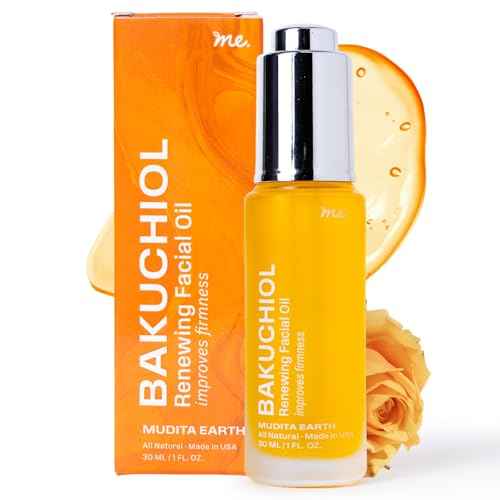 Mudita Earth Bakuchiol Face Oil ? Retinol Alternative for Women | Chia Seed & Prickly Pear Serum for Gua Sha & Lymphatic Drainage | Plant-Based Oil for Scar Heal, Healthy-Aging for Oily Skin - 1 fl oz