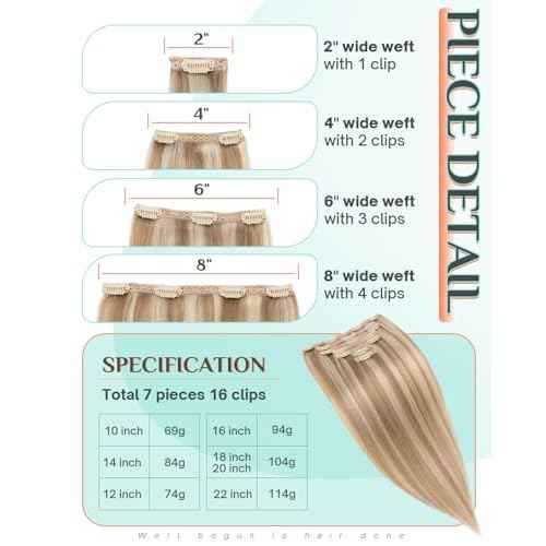 Benehair Clip in Hair Extensions Real Human Hair 22inch Double Weft Golden Brown Mixed Bleach Blonde Hair Extensions Clip in Human Hair Lace Weft Straight Hair Extensions Clip ins 7pcs 130g #12P613