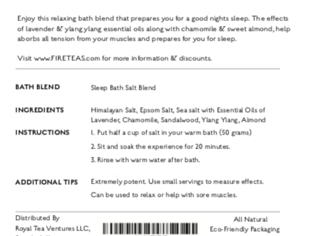 FIRETEAS - Sleep Bath Salt - Relaxing Mix of Essential Oils of Ylang Ylang, Lavender, Chamomile, Sandalwood, Almond & Salts of Himalayan Pink Salt, Epsom Salt & Sea Salt. Made in The USA.