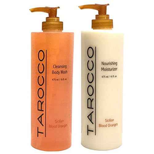 Baronessa Cali Tarocco Skin Care Set: Sicilian Blood Oranges Nourishing Moisturizer Body Lotion + Cleansing Body Wash - 16 Ounce
