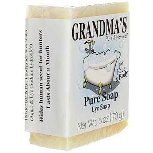 Grandma's Pure Lye Soap Bar - 6.0 oz Unscented Face & Body Wash Cleans with No Detergens, Dyes & Fragrances - 60018, pack-of-6
