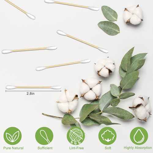 Eyxformula 1000 Count Wooden Cotton Swabs, Sustainable Bamboo Sticks & Soft Tips, Natural Organic Cotton Buds for Ear Cleaning, Makeup Removal, Craft Projects, Personal Care, Pet Care, Household Use