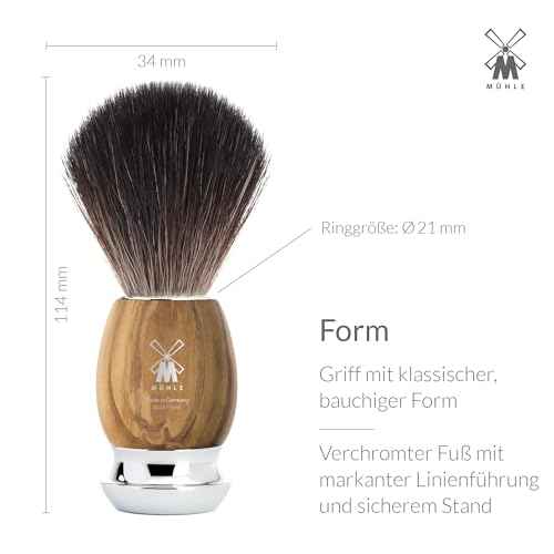 M?HLE VIVO Olive Wood 3-Piece Black Fibre 5-Blade Razor Shaving Set