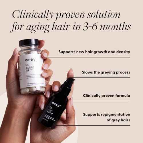Arey The System Daily Hair Serum and Supplement Treatment for Women & Men | Slows Grey Hair Growth in 3-6 Months | Promote Thicker, Fuller Regrowth | Biotin, B + D Vitamins (1 Month Supply)