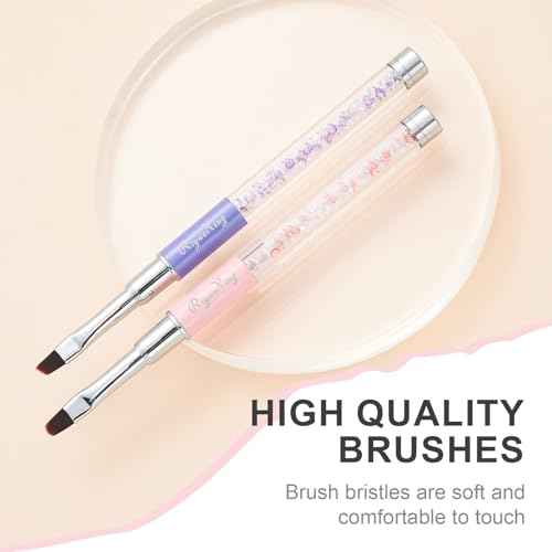 2PCS Nail Art Clean Up Brushes - Flat/Angled Nail Brushes for Cleaning Polish Mistakes on the Cuticles, Brushes for Nail Art and Designs Painting DIY