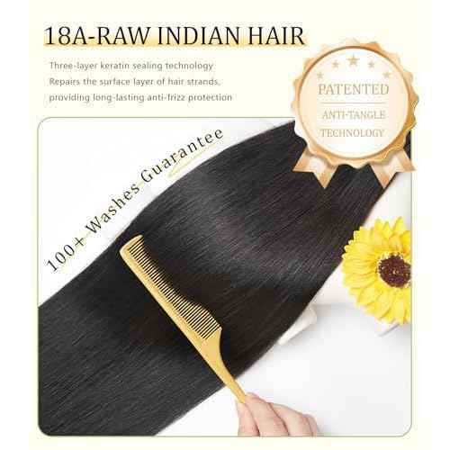 mlip Raw Indian Hair Bundle Straight, Enhanced Quality Bundle, 18A Virgin Hair 18 inches, No Tangle Shedding, Triple the Lifespan, Keep Texture Silky Soft After Multiple Washes, Natural Color
