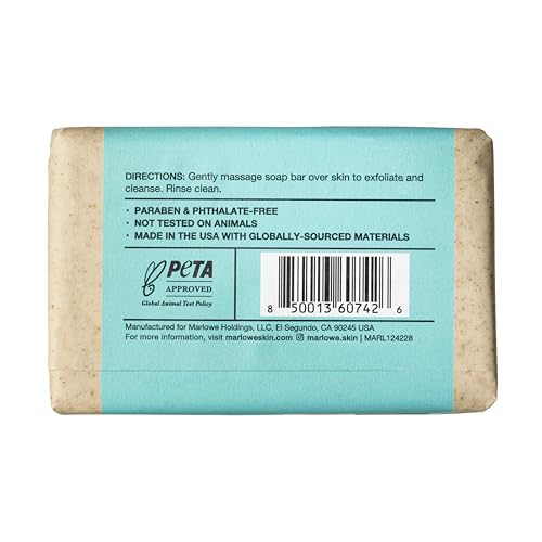 MARLOWE. No. 069 Body Scrub Soap Bar 7 Oz, Pro Model Body Exfoliator Bar Soap with Pumice, Apricot Seed Powder, Shea Butter & Olive Oil, Amber + Spice Santal Scent