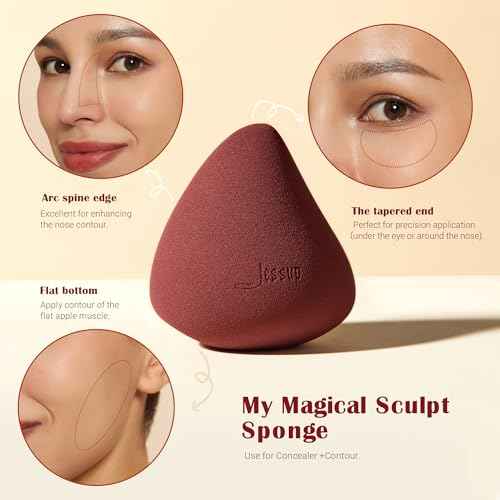 Jessup Makeup Brushes Set with Makeup Sponge, 7pcs Double Sided Makeup Brushes for Foundation Concealer Blush Eyeshadow Contour Bronzer Powder Blending Eyebrow Eyeliner with Gift Box, T506
