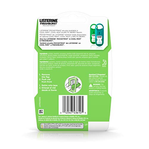 Listerine Freshburst Pocketpaks Fresh Breath Strips, Mint Breath Refresher Strips to Kill 99% of Bad Breath Germs, Portable Pack, Freshburst Spearmint Flavor, 24-Strips (12 Pack)