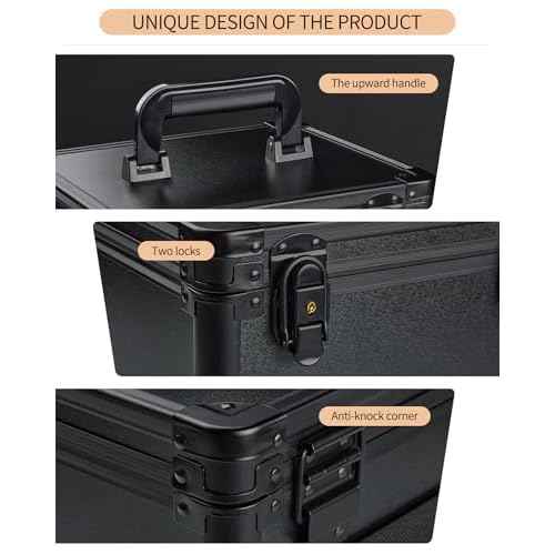 Makeup Case with Lighted Mirror, Travel Makeup Bag Organizer with 3CCT LED Mirror, Cosmetic Bag for Women with Adjustable Divider, Makeup Storage Box with Lock, Waterproof Travel Train Case