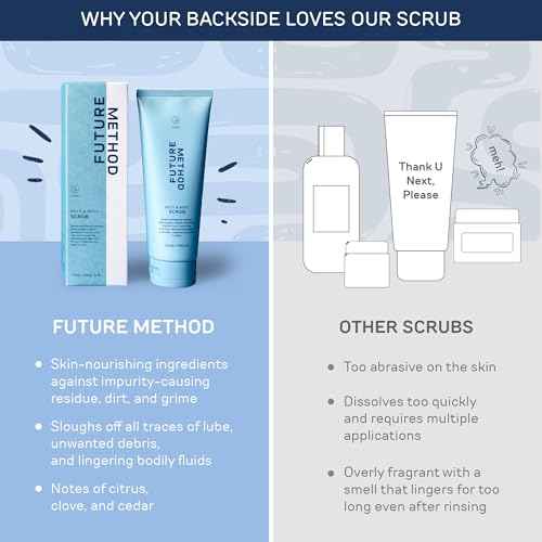 Body Scrub Exfoliating Cleanser - Butt Scrub with Hyaluronic Acid, Jojoba Oil, & Vitamin C - Clarifying & Hydrating Butt Exfoliator, 3.04 oz (Pack of 1)