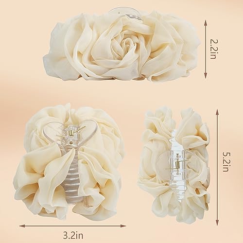 AIPAO 4 Pack Hair Claw Clips for girls Large Chiffon Flower Fashion Hair Clips for Women