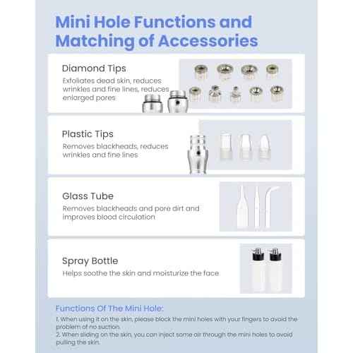Diamond Microdermabrasion Machine, UNOISETION 3 in 1 Dermabrasion Facial Machine for Exfoliation & Blackhead Removal, Home Use Facial Skin Care Equipment