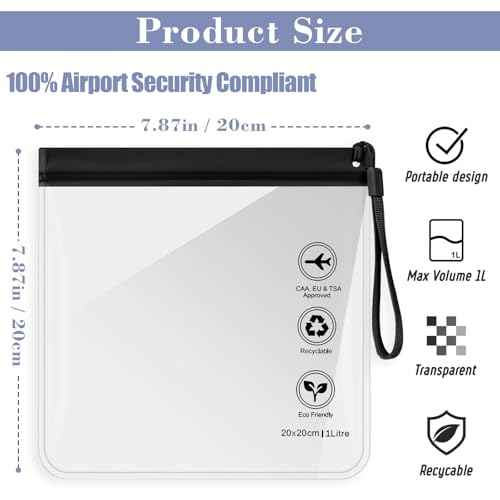 4Pcs Reusable TSA Approved Security Clear Toiletry Bag-Quart Size Travel Bag Tsa Approved for EU UK & US Carry-on Regulations Security Travel Bags for Liquids, Leakproof Travel Accessories