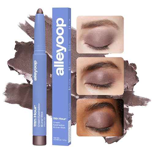ALLEYOOP 11th Hour Waterproof Cream Eyeshadow Stick ? Long-Lasting Eye Shadow Pencil & Eyeliner, Cream to Powder Stick & Highlighter ? Smudge-Proof Eyeshadow Shimmer, Plum Up Shimmer